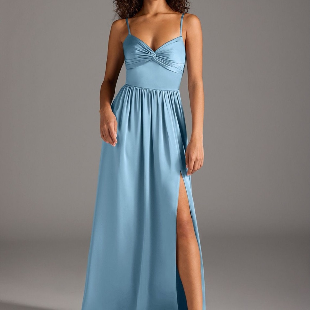 Azazie Sky Blue Spaghetti Strap Gown